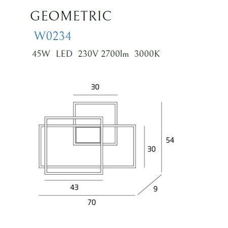 Designerska, geometryczna lampa ścienna MX W0234 z serii GEOMETRIC - wymiary