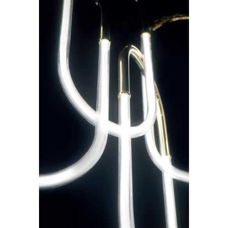 Złota lampa wisząca LED ściemnialna do salonu MX P0430D z serii OLIVIA 2