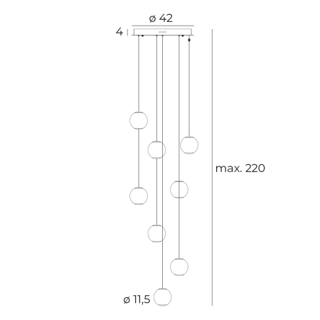 Duża, ledowa lampa wisząca na antresolę 220cm MX P0481 z serii NOBILE - wymiary