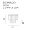 Kryształowy, chromowany kinkiet do sypialni MX W0209 z serii MONACO - wymiary