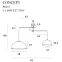 Industrialna lampa sufitowa z regulowanymi ramionami MX P0455 z serii CONCEPT - wymiary