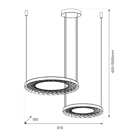 Druciana lampa wisząca LED, dwa pierścienie ML0525 z serii NEST - 5