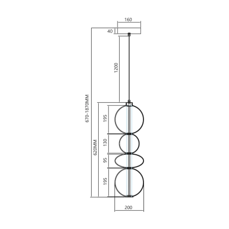 Lampa wisząca LED do salonu, 4 klosze ML0863 z serii DAPHNE - 5