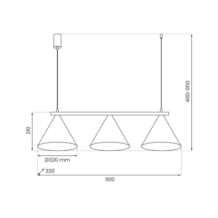 Lampa wisząca do kuchni, trzy stożki na belce MLP0937 z serii CAPITAL - 5