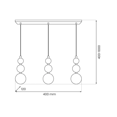 Lampa wisząca, trzy punkty świetlne, G9 MLP0976 z serii BOULE - 4