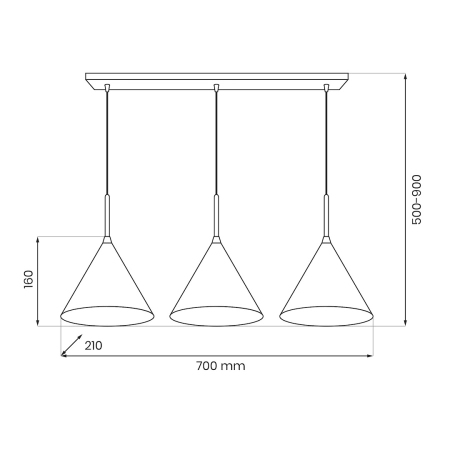 Lampa wisząca, trzy stożki złoto-czarne MLP0978 z serii PERU - 5