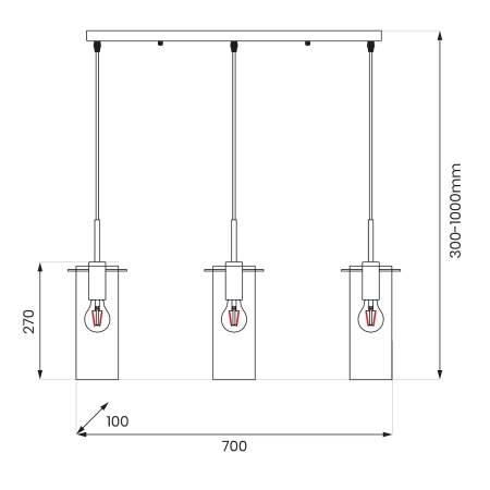 Lampa wisząca, trzy szklane, przydymione tuby ML1073 z serii PADOVA - 5