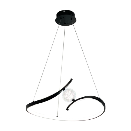 Czarna lampa wisząca LED z ozdobną kulą ML1177 z serii PERLA