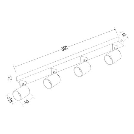 Czarne reflektory na listwie do sypialni ML1295 z serii VOLF - 5