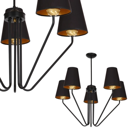 Czarna lampa sufitowa z ozdobnymi abażurami MLP4913 z serii VICTORIA
