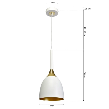 Biało-złota lampa wisząca, z dużym gwintem MLP6219 z serii CLARK - 2