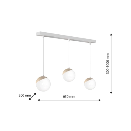 Biała lampa wisząca, z trzema kloszami MLP7236 z serii SFERA - 2