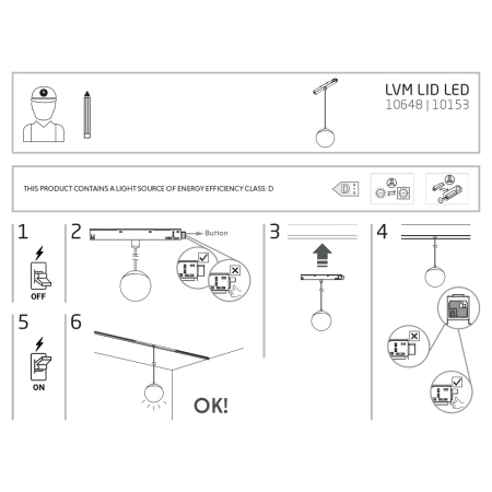 Ozdobny zwis do szyny magnetycznej 1F 10153 z serii LVM LID LED - wymiary 2