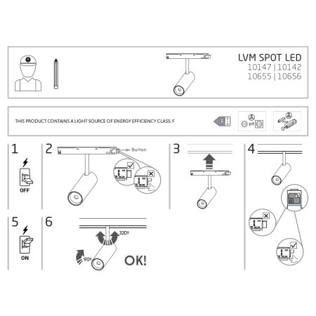 Reflektor do szyny magnetycznej 1F 10656 z serii LVM SPOT LED - wymiary 2