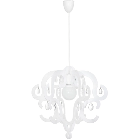 Biała, elegancka lampa wisząca do sypialni 5208 z serii KATERINA