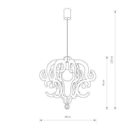 Biała, elegancka lampa wisząca do sypialni 5208 z serii KATERINA - wymiary