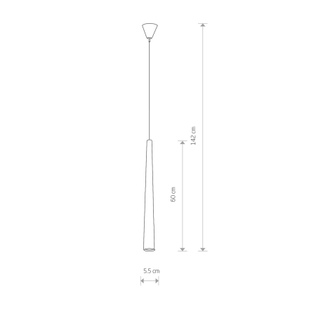 Smukła lampa wisząca w kształcie stożka, do kuchni 5405 z serii QUEBECK - wymiary