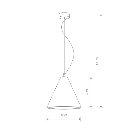 Betonowa lampa wisząca ze stożkowym kloszem 6853 z serii VOLCANO - wymiary