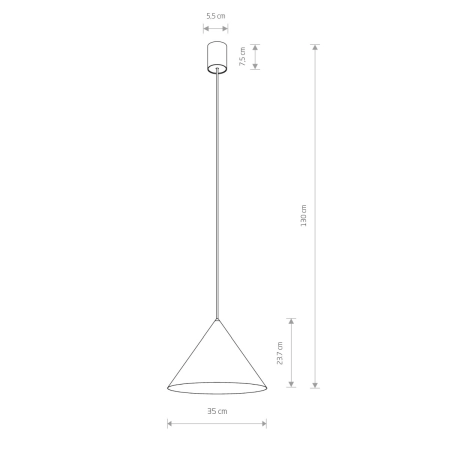 Zielona lampa wisząca na żarówkę z trzonkiem GU10 8003 z serii ZENITH - wymiary