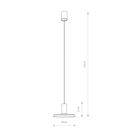 Czarna lampa wisząca z płaskim kloszem 8100 z serii HERMANOS - wymiary