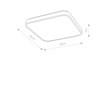 Kwadratowy plafon z wbudowanym LED-em, moc 16W 8135 seria AGNES LED - wymiary