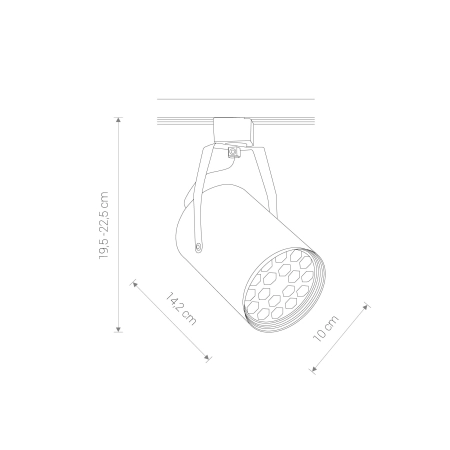 Ledowa głowica do szynoprzewodu 8325 z serii PROFILE STORE PRO LED - wymiary