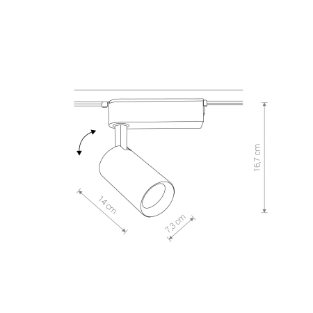 Ledowy reflektor do szyn, moc 30W 3000K 9008 z serii PROFILE IRIS LED - wymiary