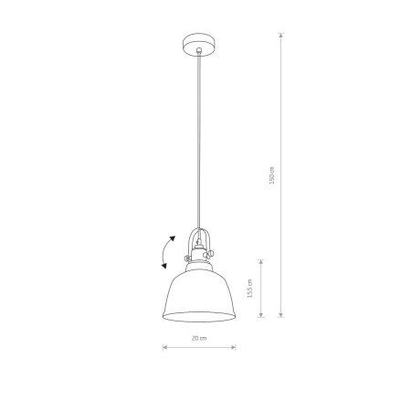 Srebrna lampa wisząca z regulowaną wysokością 9152 z serii AMALFI - wymiary