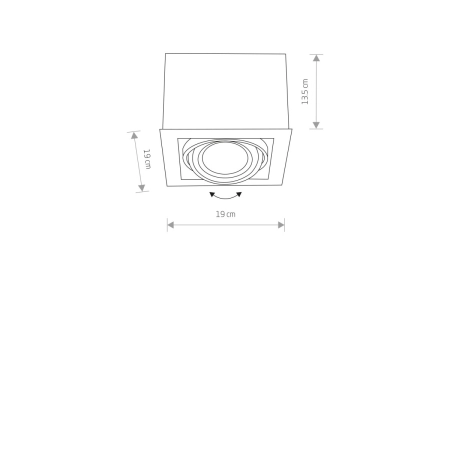 Czarny downlight natynkowy, w kształcie kostki 9495 z serii BOX - wymiary