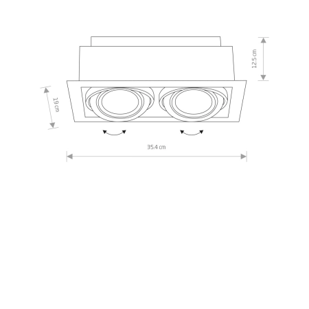 Podwójny, biały downlight, spot, trzonek GU10 9574 z serii DOWNLIGHT - wymiary