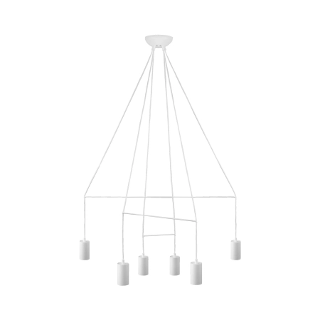 Biała lampa wisząca na sześć żarówek, do salonu 9676 z serii IMBRIA
