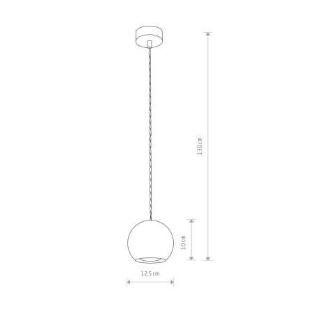 Lampa wisząca z betonowym, kulistym kloszem 9696 z serii GEOMETRIC - wymiary