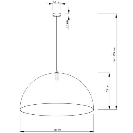 Dekoracyjna lampa wisząca do sypialni SIG 30131 z serii SFERA 70 CZ/ZŁ - wymiary