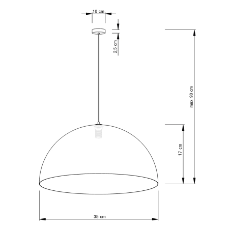 Nowoczesna lampa wisząca do jadalni SIG 30143 z serii SFERA 35 CZ/ZŁ - wymiary