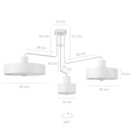 Stylowa, metalowa lampa sufitowa do kuchni SIG 31554 z serii VASCO - wymiary