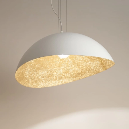 Biała lampa wisząca ze złotym zdobieniem SIG 40617 z serii SOLARIS 3