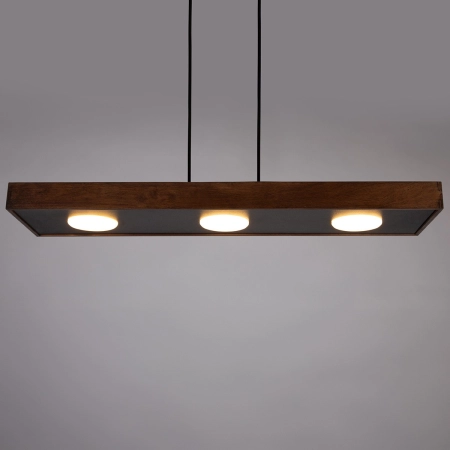 Czarno-drewniana lampa wisząca, 3 żarówki SIG 41005 z serii DALIA