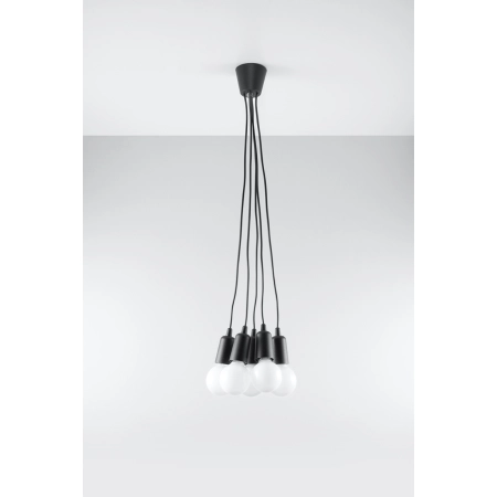 Czarna lampa wisząca do industrialnego salonu SL.0574 z serii DIEGO 5 2