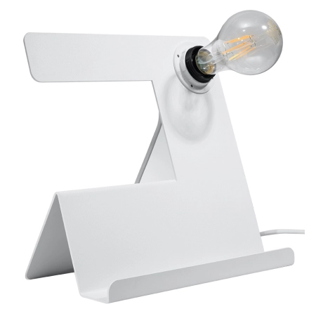 Futurystyczna, biała, metalowa lampa biurkowa SL.0668 z serii INCLINE