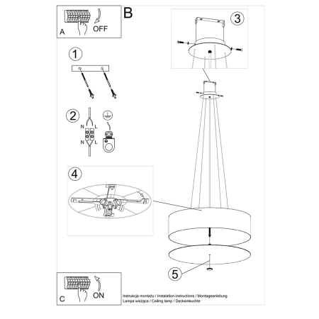 Okrągła lampa wisząca ⌀60cm z czarnym abażurem SL.0800 z serii SKALA - wymiary 3