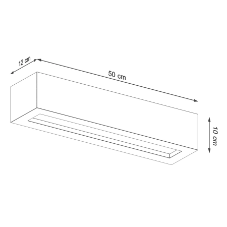 Szeroki, industrialny, betonowy kinkiet 50cm SL.0993 z serii VEGA - wymiary