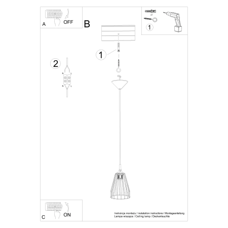 Lampa wisząca z minimalistycznym kloszem SL.1205 z serii LEYO - wymiary 2