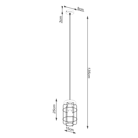 Loftowa lampa wisząca z dodatkiem drewna SL.1263 z serii GOTTO - wymiary