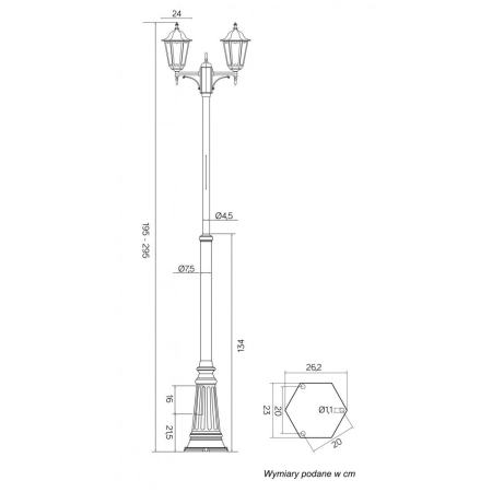 Regulowana lampa, latarnia ogrodowa OGMWN 2 z serii RETRO CLASSIC -2
