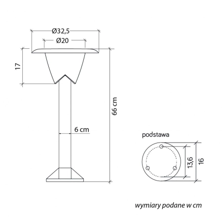 Lampa ogrodowa o wysokości 66cm 1083-66 z serii BIANCA – 3