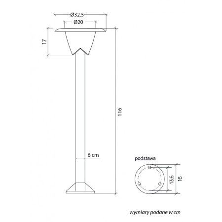 Czarna lampa ogrodowa, wysokość 116cm 1083-116 z serii BIANCA – 2