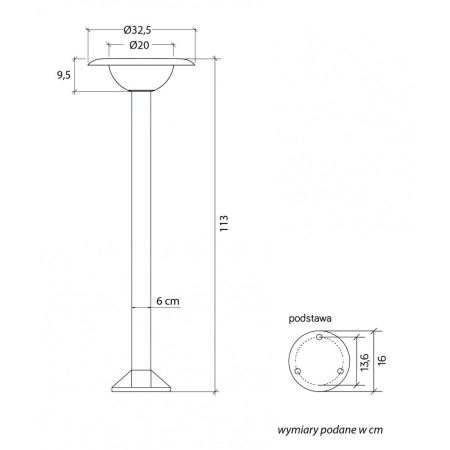 Ponadmetrowa lampa ogrodowa o wysokości 113cm 1081-113 z serii FEBE – 2