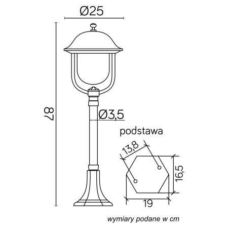Ogrodowa lampa stojąca w czarnym kolorze K 5002/3/O z serii PRINCE -1