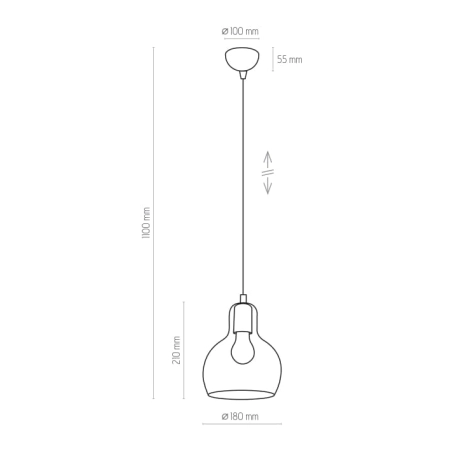 Ponadczasowa lampa wisząca z niebieskim kloszem TK 599 z serii MANGO - wymiary