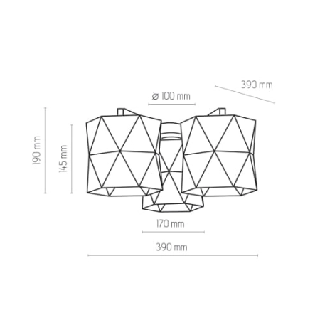Lampa sufitowa z dekoracyjnymi abażurami TK 1042 z serii SIRO BLACK - wymiary
